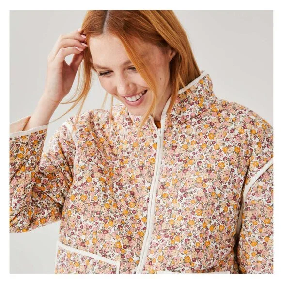 Joe Fresh x Jillian Harris Floral quilted zip jacket - Picture 2 of 12